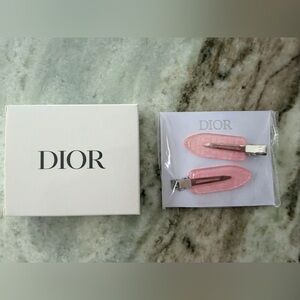 Dior Backstage Barrette Set of 2. SEALED NIB Pretty in PINK! Silver Metal